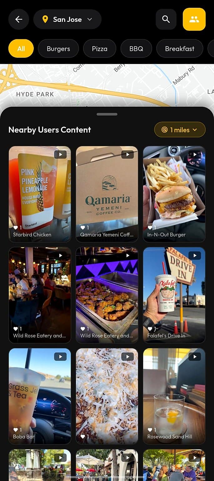 Foodie app: Nearby creators